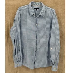 Joseph Abboud Shirt Mens XL Blue Check Button Up 100% Cotton Long Sleeves Office